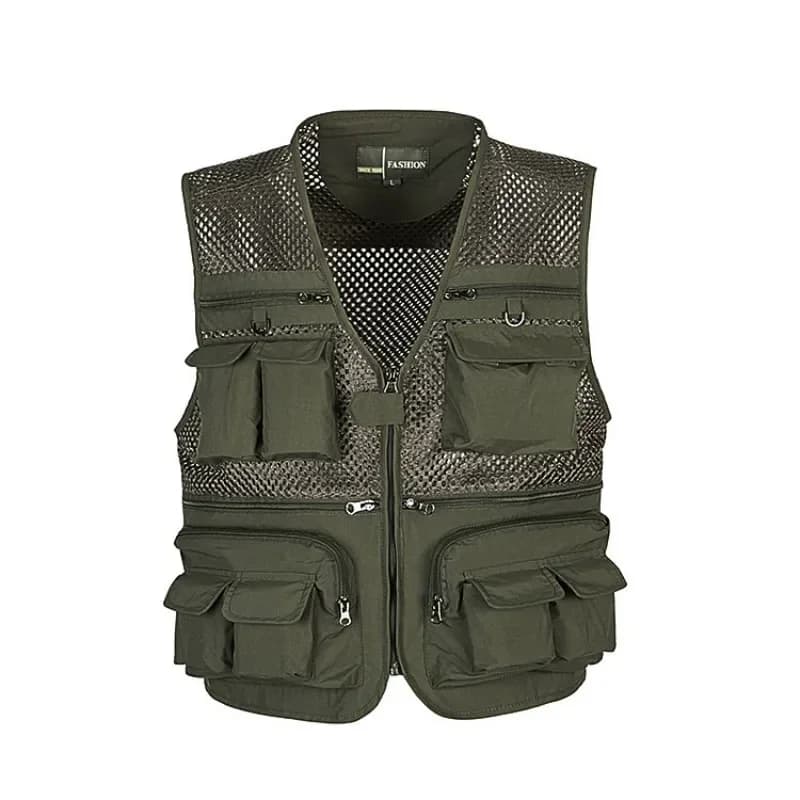 Gilet de pêche extérieur respirant à séchage rapide - Veste mesh avec poches multiples pour randonnée