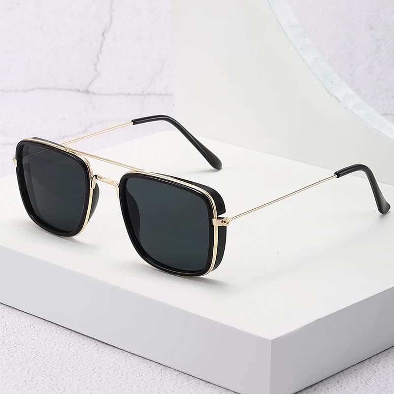 Lunettes de soleil carrées métal tendance - Version coréenne et européenne - Protection UV complète