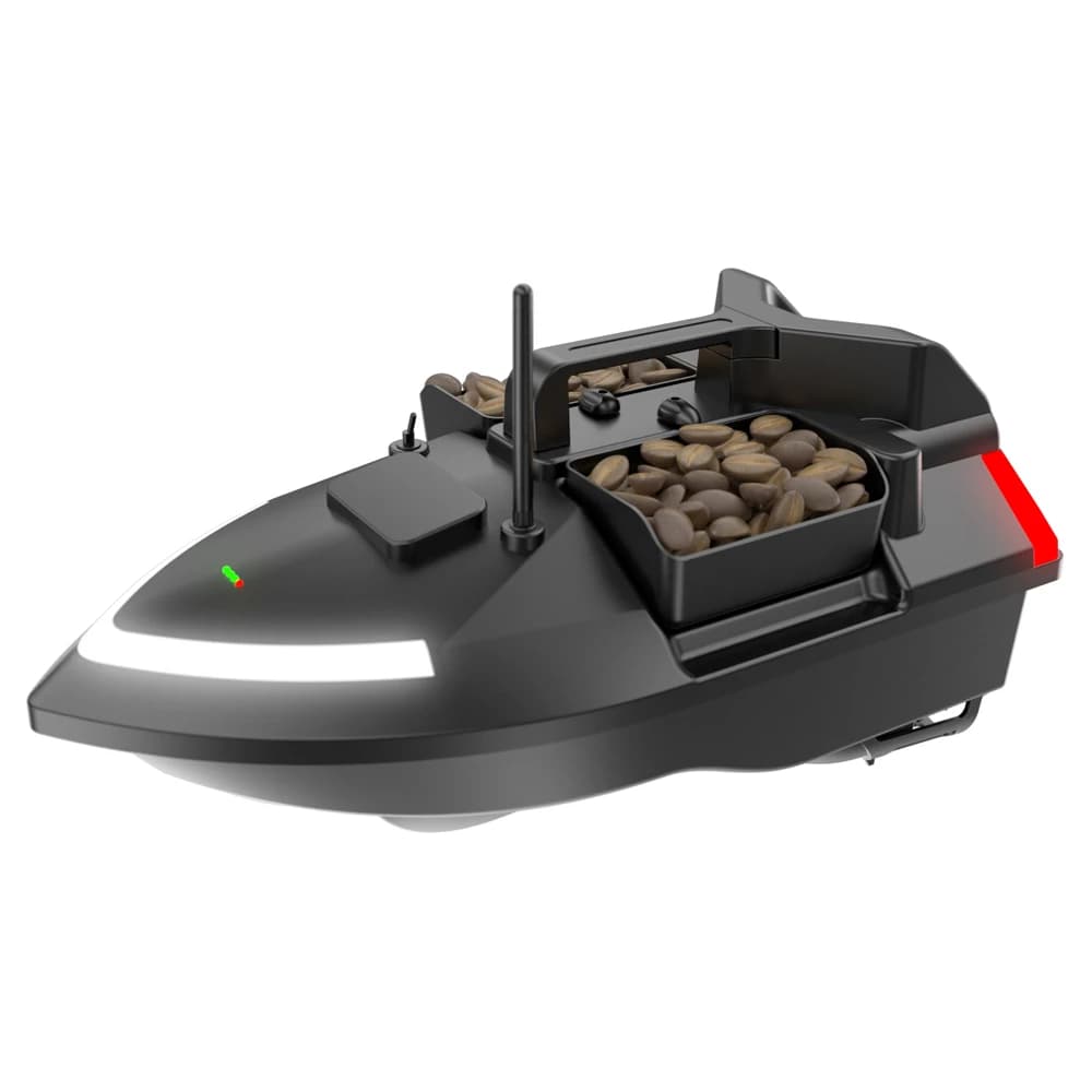 Bateau appât télécommandé GPS V020 500m avec sondeur poissons, double moteur et fonctions automatiques