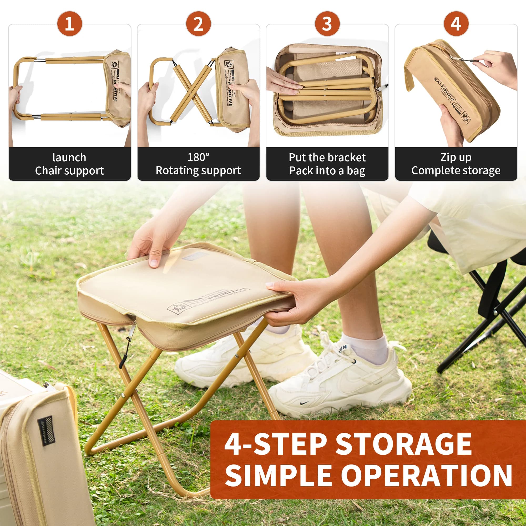 Tabouret pliant ultraléger PRIMITIVE - Siège de pêche portable pour camping et randonnée