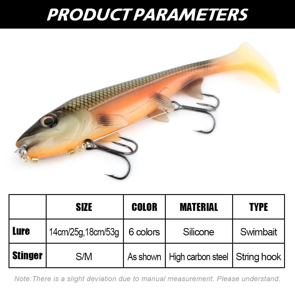 Leurre souple Spinpoler Big Fish avec hameçon Stinger Rig 14cm 18cm pour la pêche en mer
