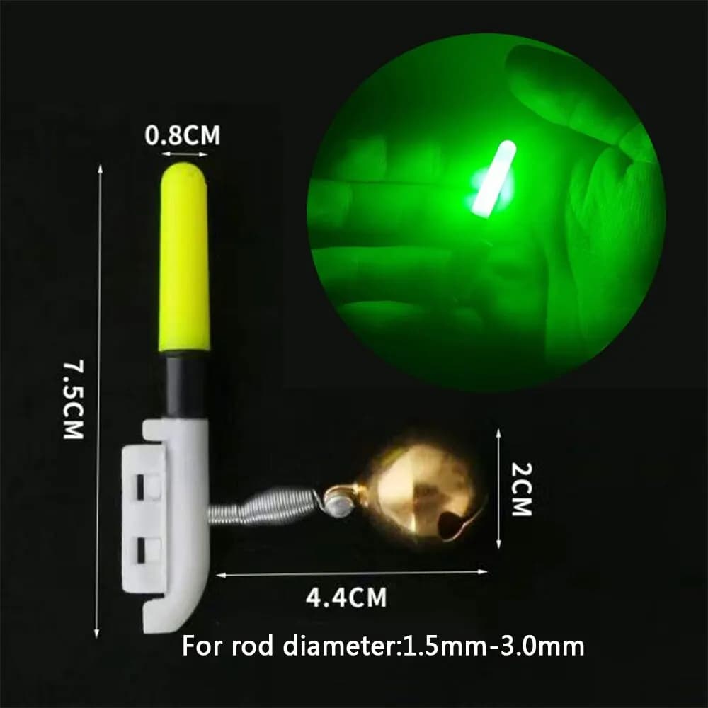 Alerte lumineuse LED pour canne à pêche de nuit, rechargeable USB, avec batterie lithium et clochette