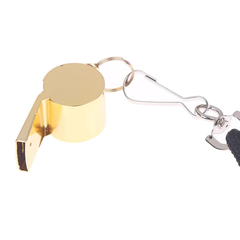 Sifflet de survie en acier inoxydable doré avec cordon pour pêche et activités outdoor - Accessoire sécurité