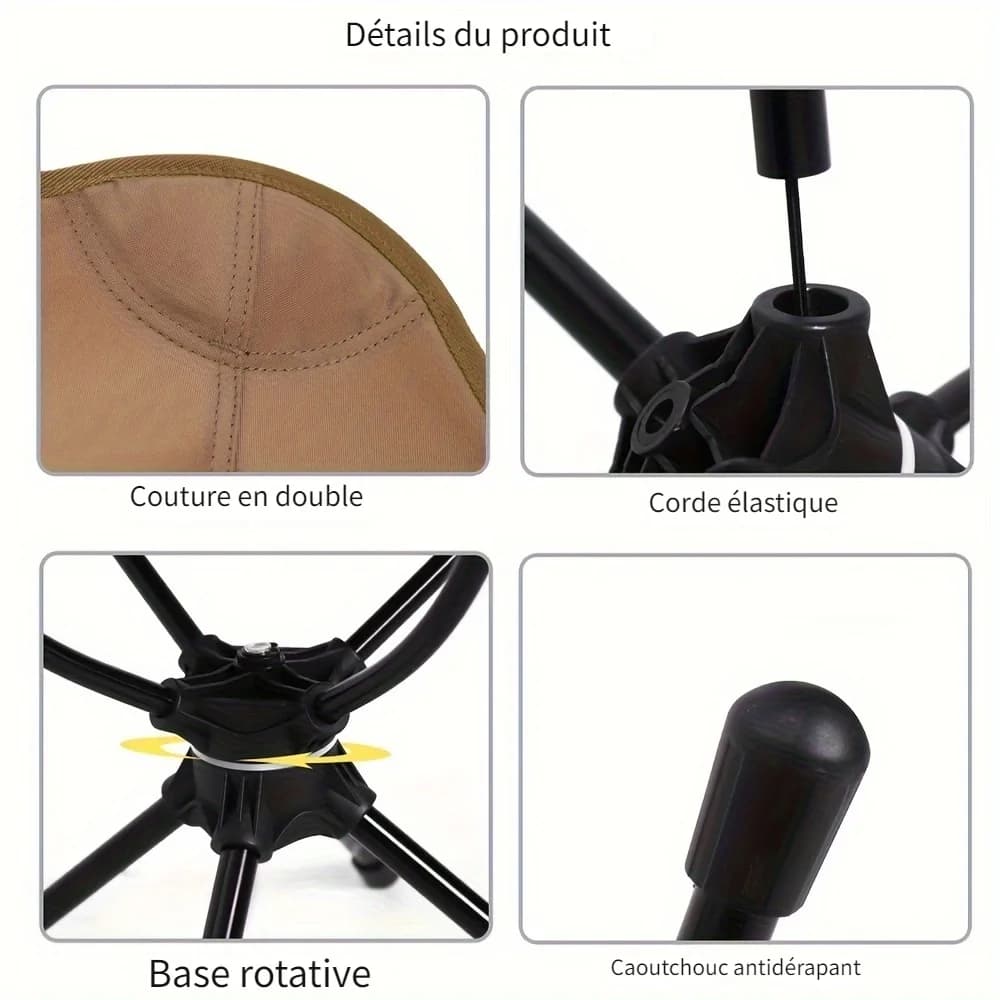 Chaise pliante rotative légère pour plage et pêche - Avec sac de transport pour pique-nique