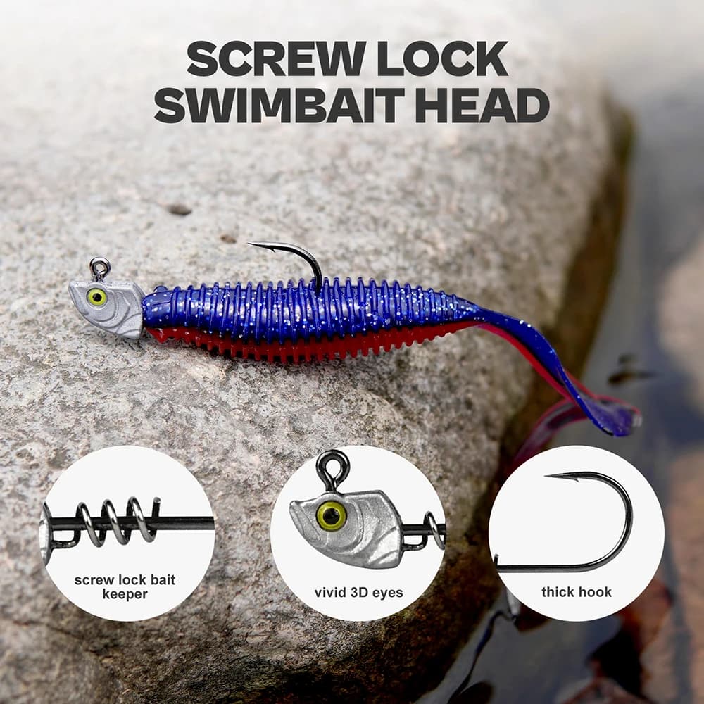 Leurres de pêche MrLurion 15 pièces avec têtes jigging 3.5g à 14g et yeux 3D pour poissons carnassiers