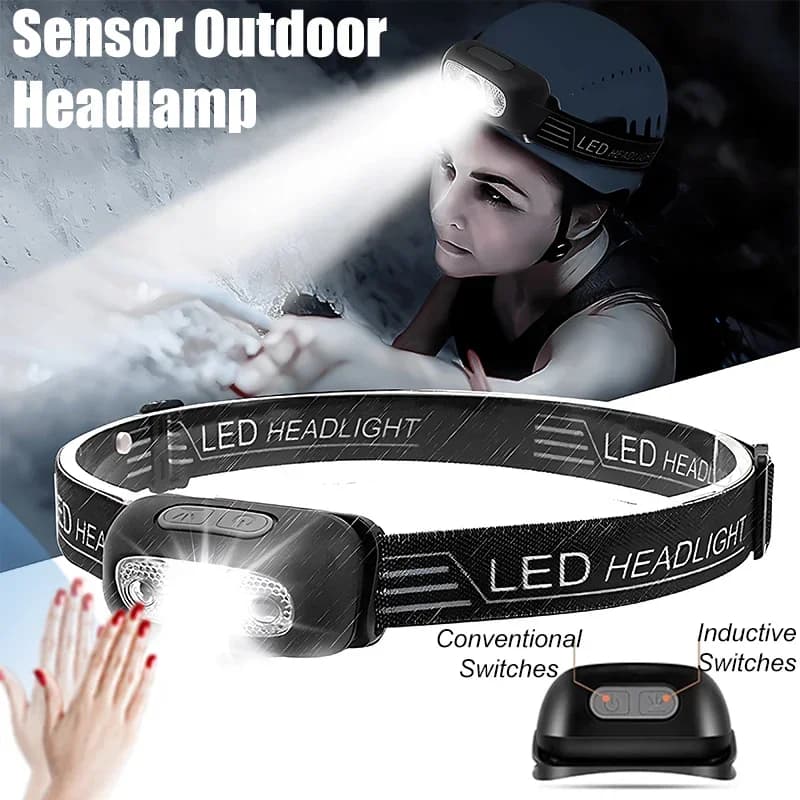 Lampe frontale à induction mini LED rechargeable pour pêche portable et éclairage puissant