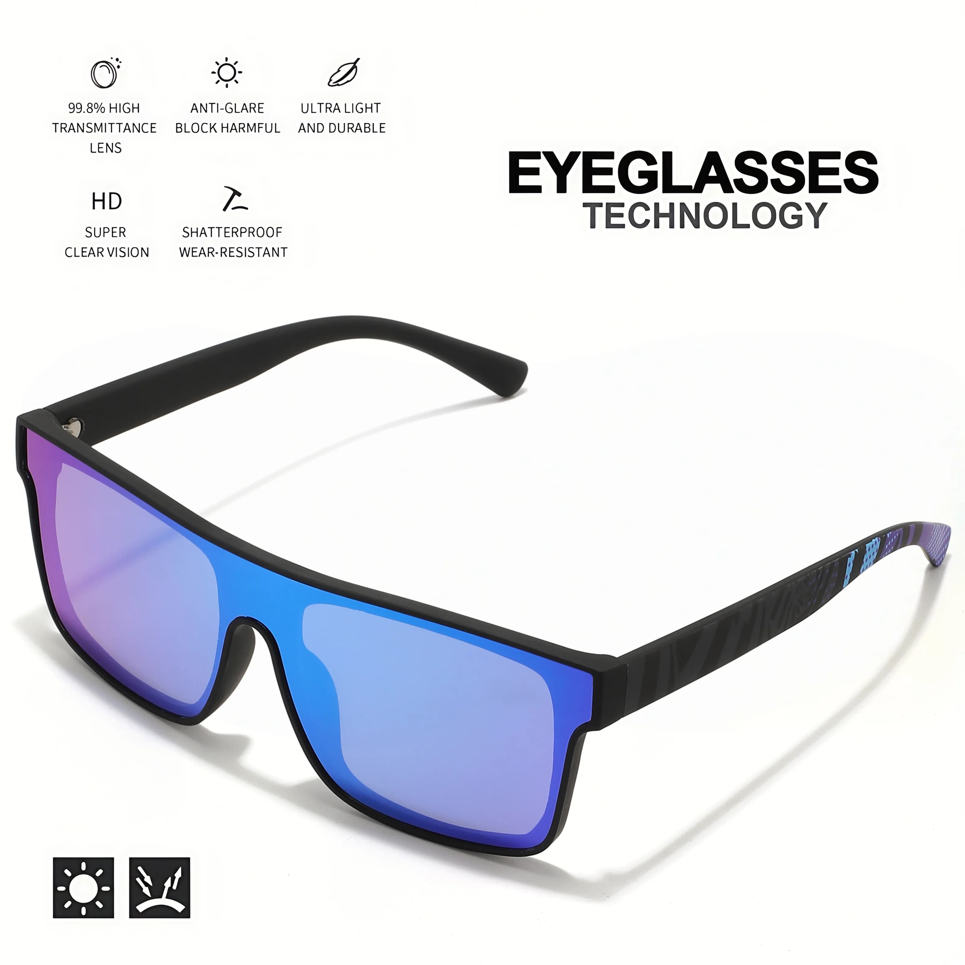 Lunettes de pêche carrées 2 pièces UV400 - Style classique pour pêche loisir et déplacements
