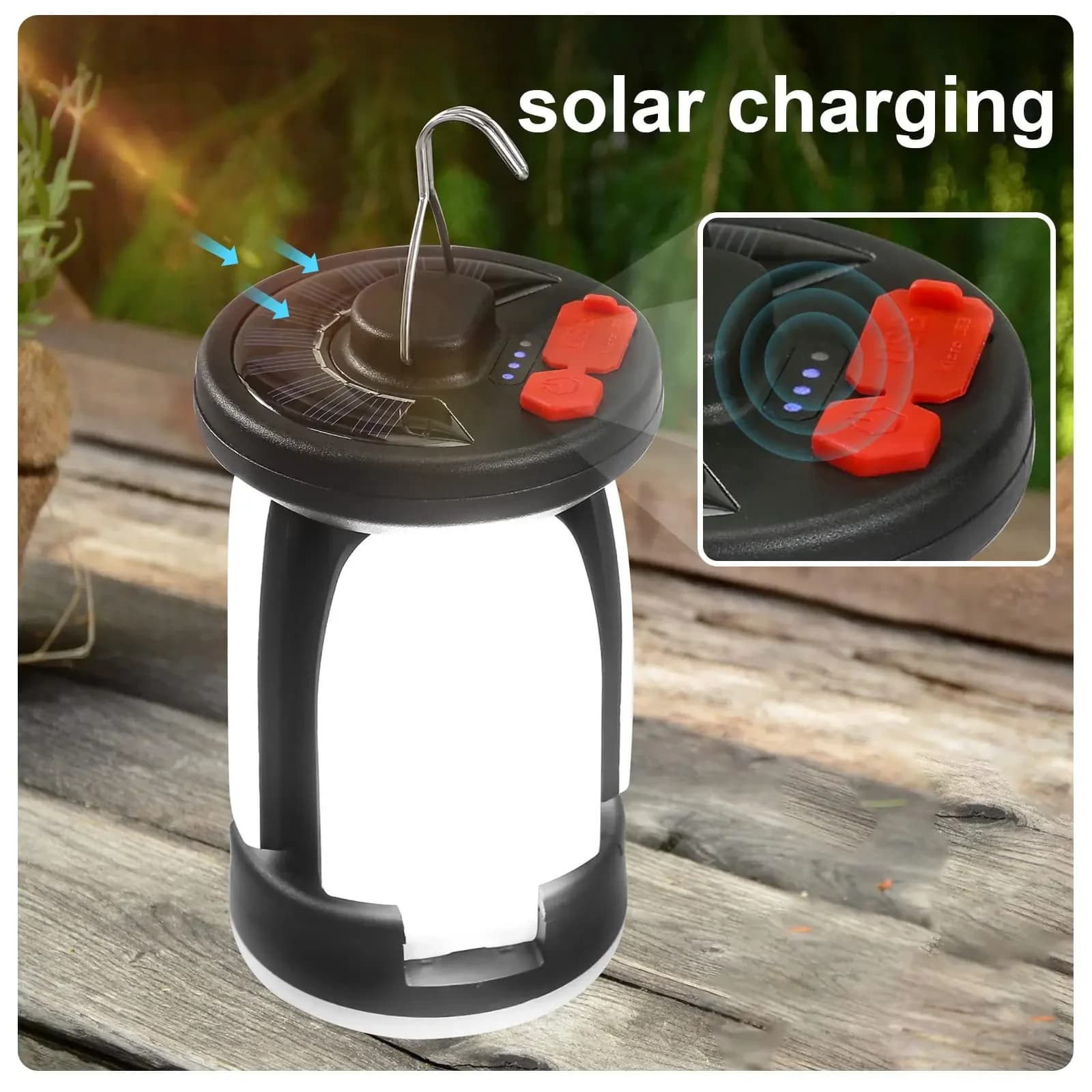 Lampe camping solaire LED 1000LM rechargeable 4500mAh 6 modes - Power bank pour pêche et urgence