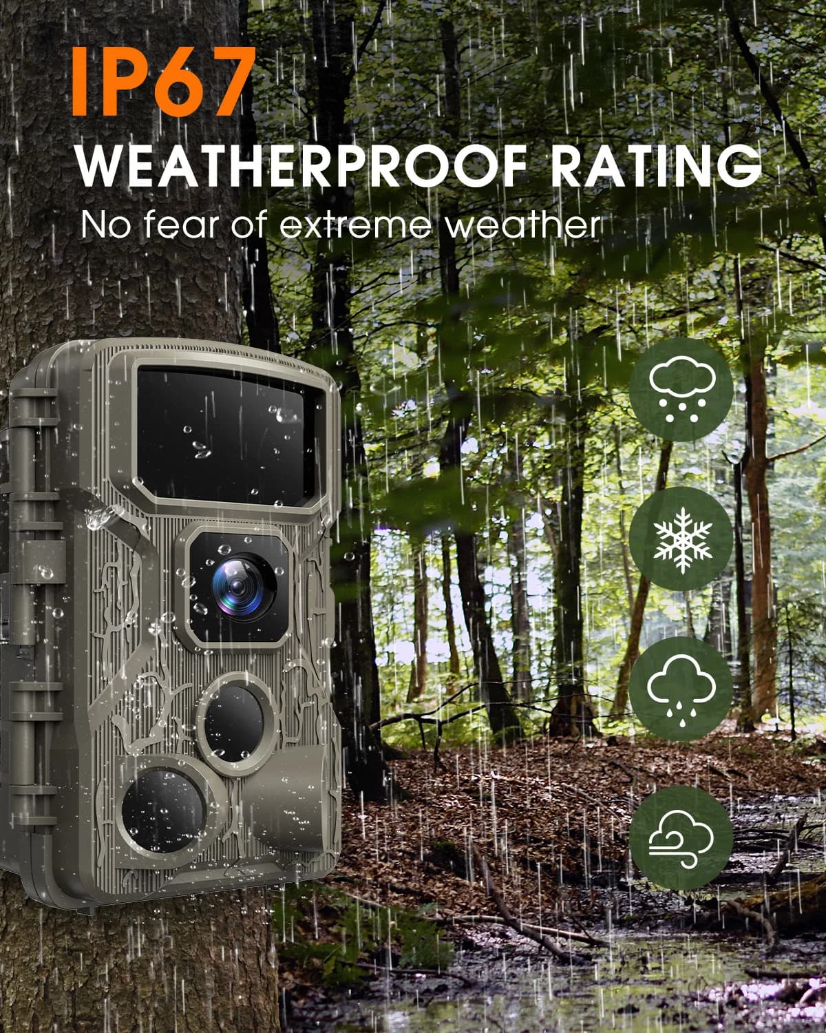 Caméra trail WiFi 2.7K 48MP étanche IP67 déclenchement 0.5s pour détection faune extérieure