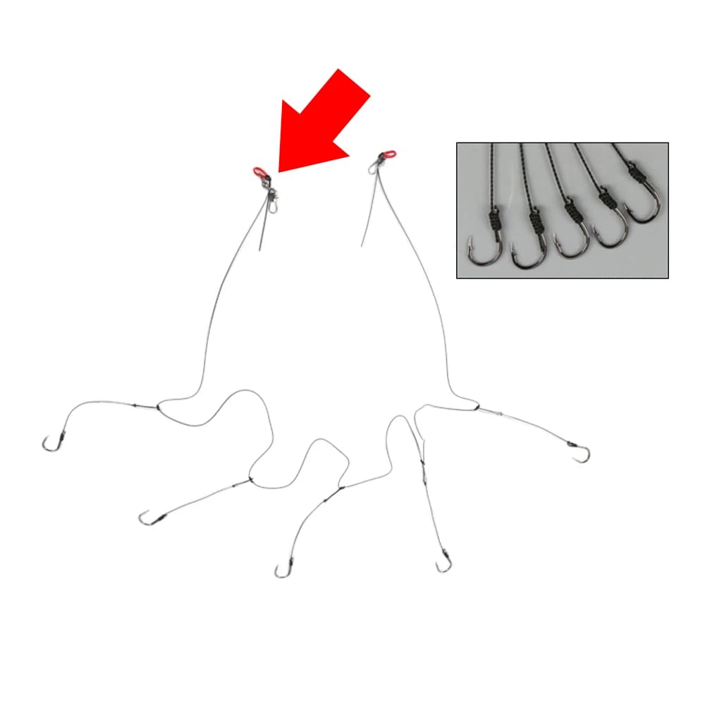 Gaine anti-embrouillage pour hameçons de pêche gros carnassiers montage Iseni 5 hameçons