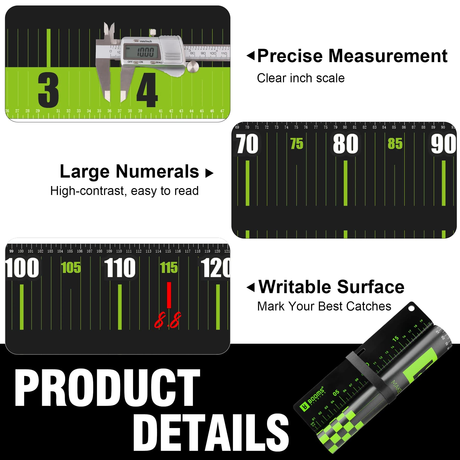 Mètre à poisson pliable PVC RL4 Booms Fishing 150cm étanche ruban mesure longueur 20cm largeur outils pêche