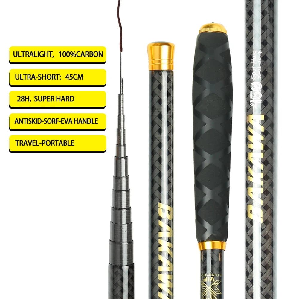 Canne télescopique feeder carpe 3.6m 7.2m carbone voyage pêche eau douce stream fishing - BAKAWA
