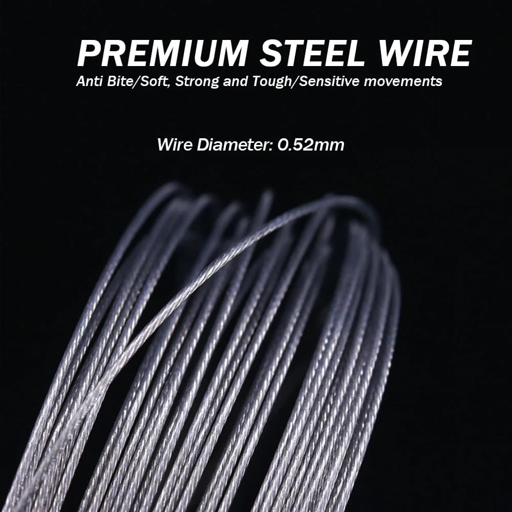 24 bas de ligne acier anti-morsure avec émerillons double verrou 25cm 15kg/35lb - Leurres leurres cœur plomb