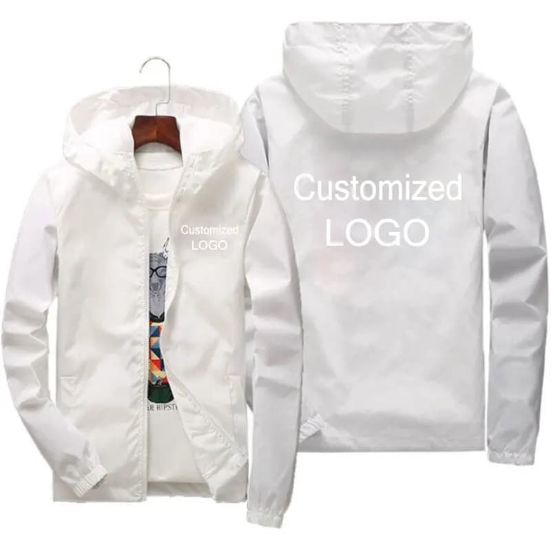 Veste légère à capuche personnalisable - Printemps automne coupe-vent décontractée pour homme