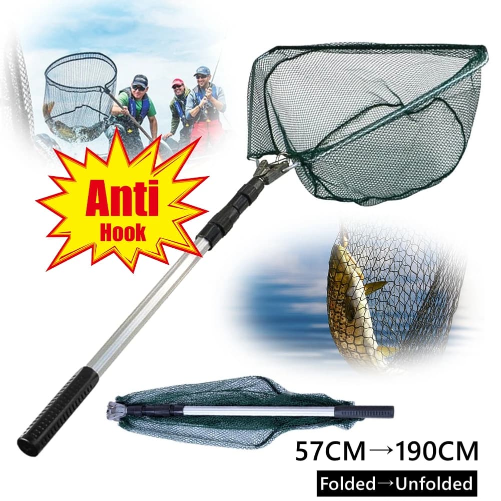 Filet de pêche télescopique 55-190cm saumon truite carpe silure débarquement flottant pliable capture facile