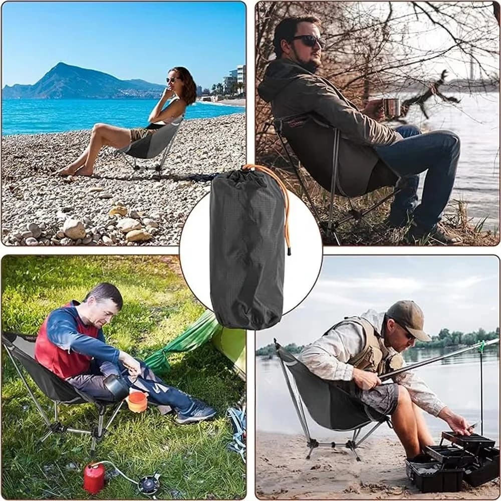 Chaise pliante ultra-légère portable avec filet pour pêche à la plage et randonnée été