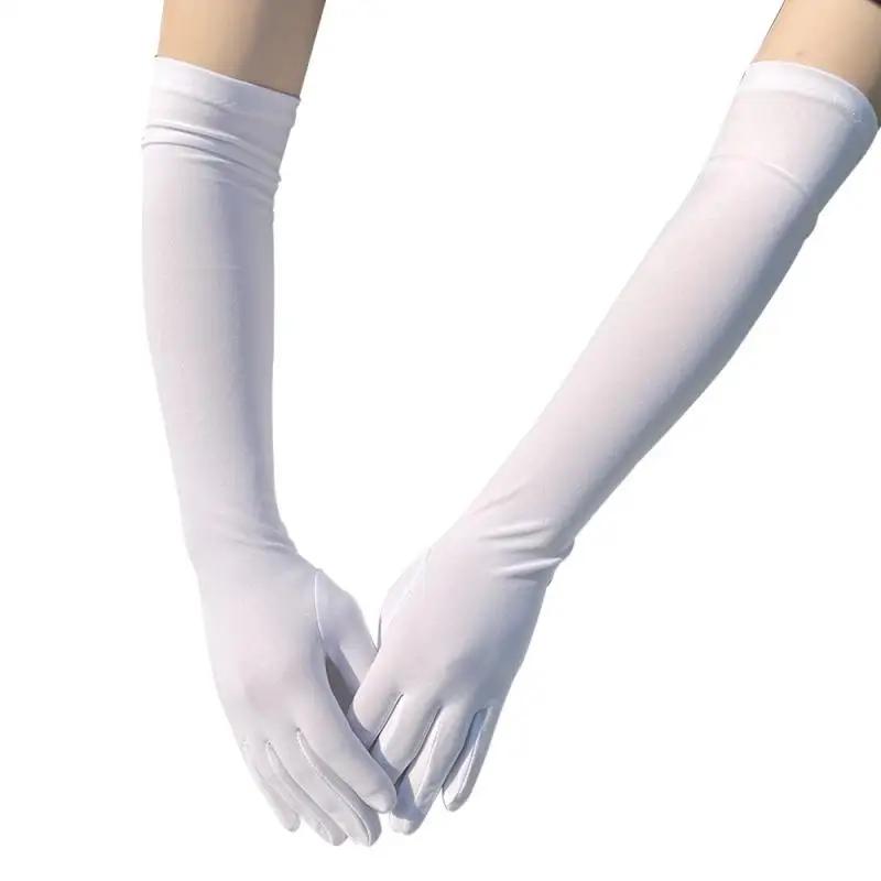 Gants longs 45cm soie lait femme soirée festival - Élégants pour danse bar spectacle groupe
