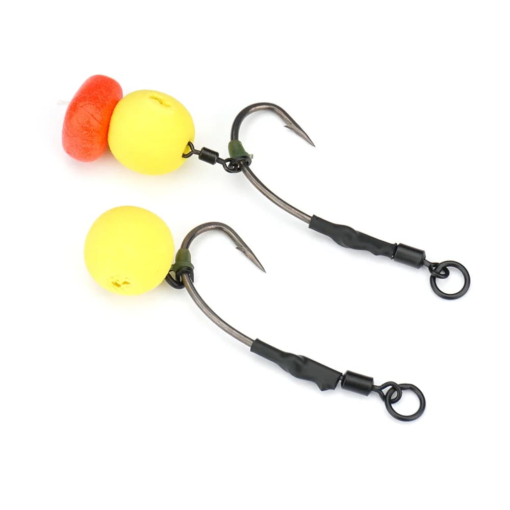 Hirisi 4pcs Ronnie Rig pour Carpe - Combinaison Hameçons avec Balle Flottante pour Pêche en Mer et Étang