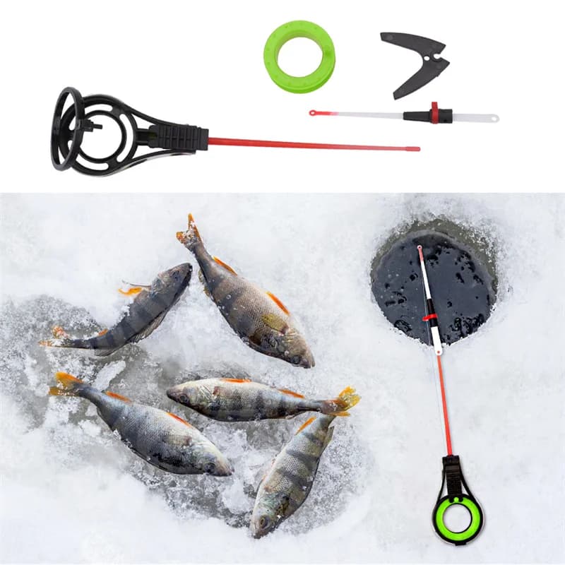 Canne à pêche sur glace mini portable hiver plastique ABS démontable étanche avec pointe remplaçable