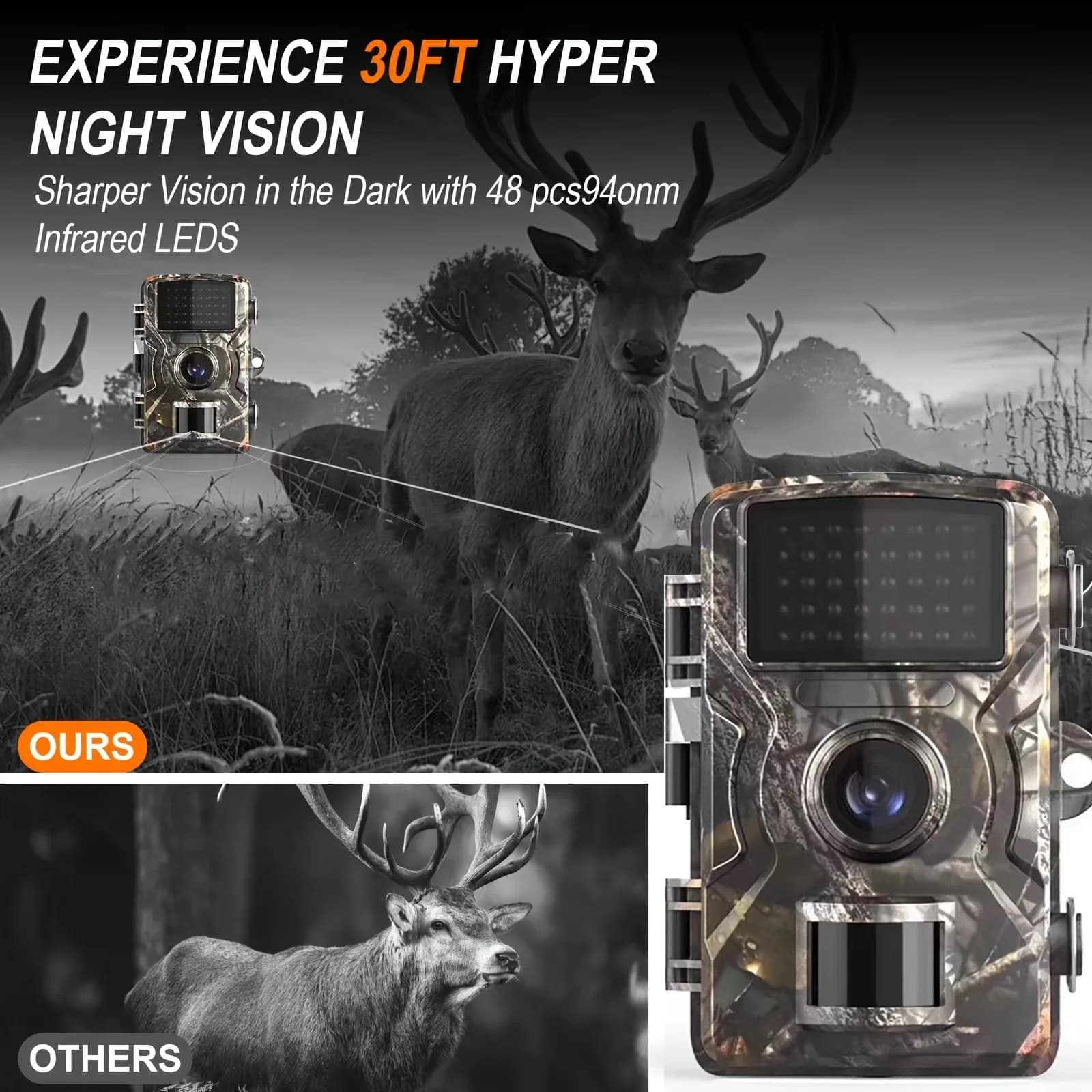 Caméra de chasse étanche infrarouge avec détection de mouvement pour piégeage photo et suivi animalier extérieur