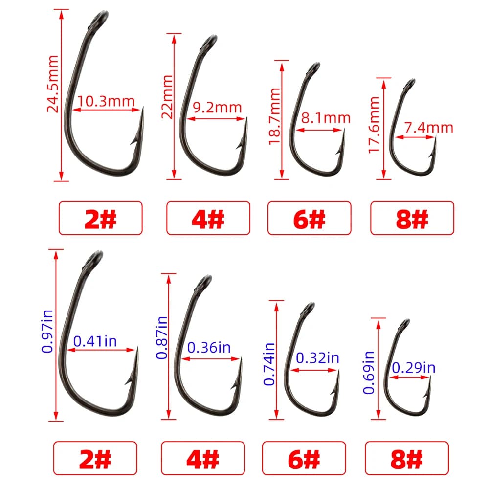 30 hameçons carpe en acier haute carbone PTFE avec barbillon et œillet, accessoires de pêche durables lot X702