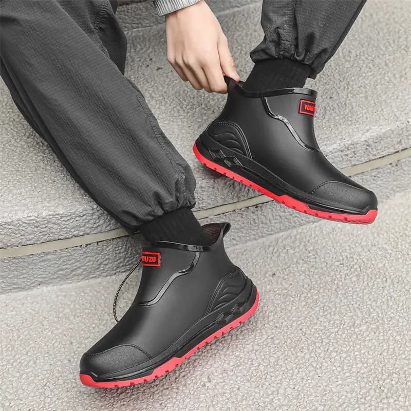Bottes de pluie homme style coréen à plateforme haussante pour adolescents - Bottes caoutchouc extérieur