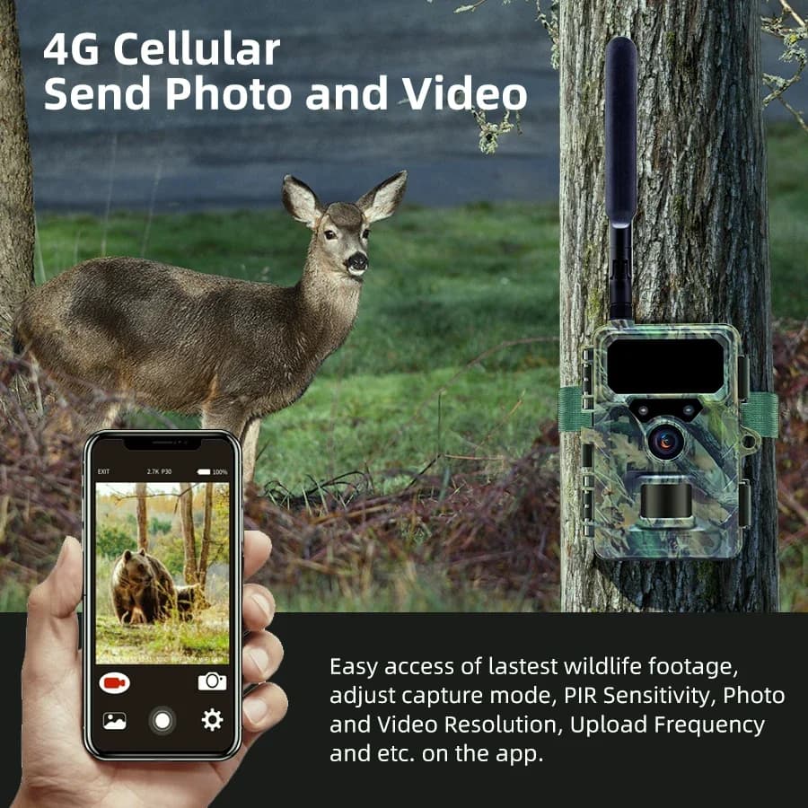 Caméra trail 4G LTE 2.7K 32MP étanche IP66 avec prise EU pour surveillance faunique connectée