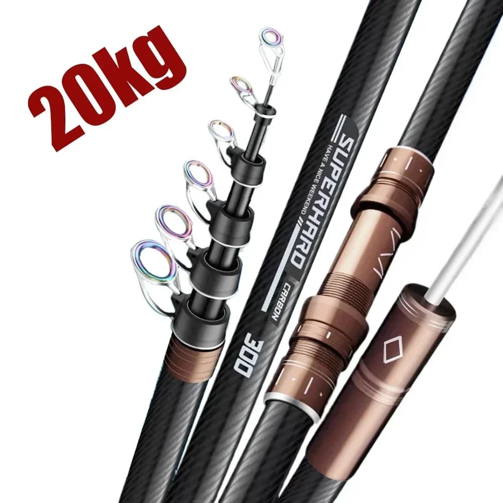Canne à pêche télescopique carbone 2.1m à 4.5m pour surfcasting, bateau et pêche du bord - Rod saltwater freshwater