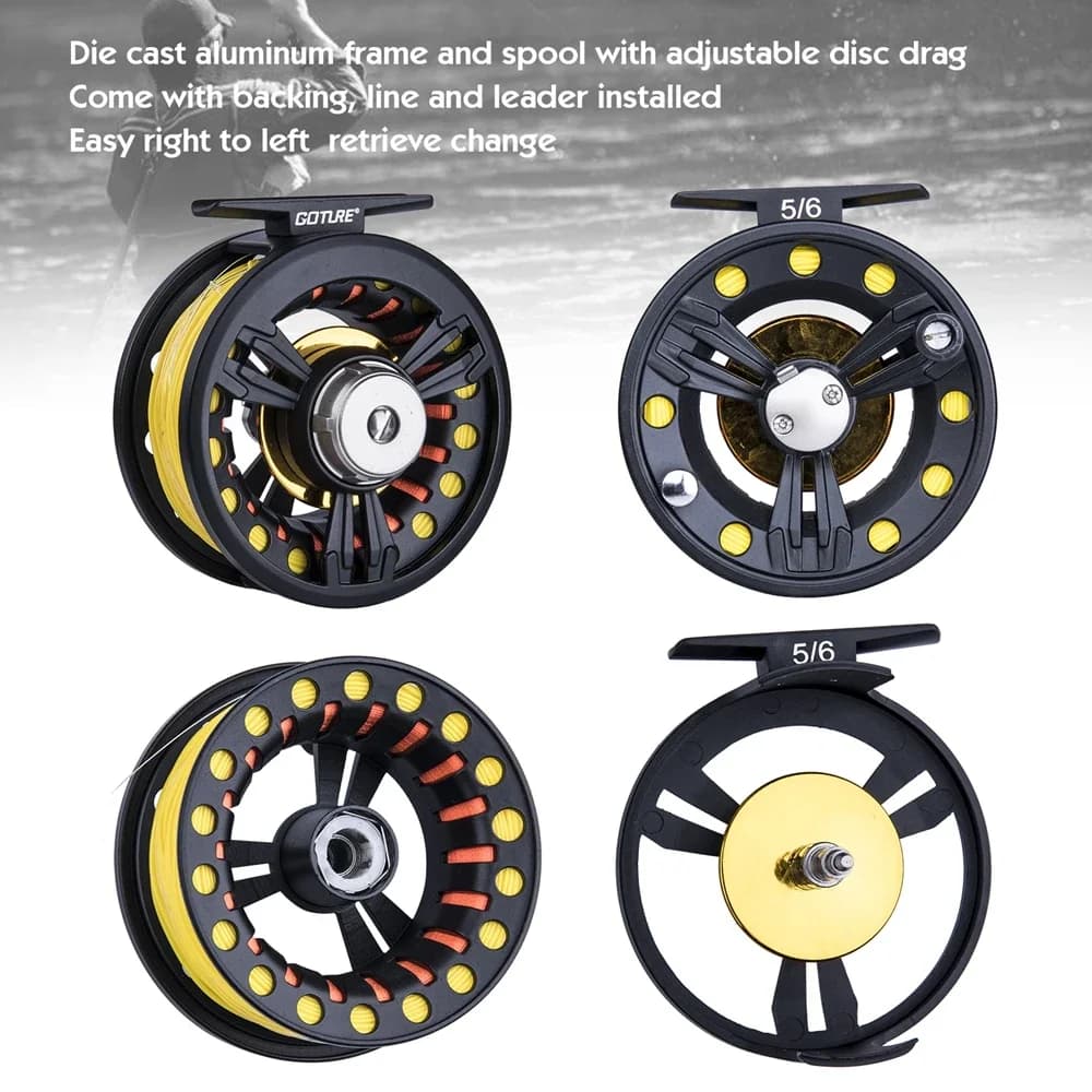 Canne à pêche mouche combo Goture 2.7m 9FT carbone 30+36T léger voyage truite saumon perche brochet