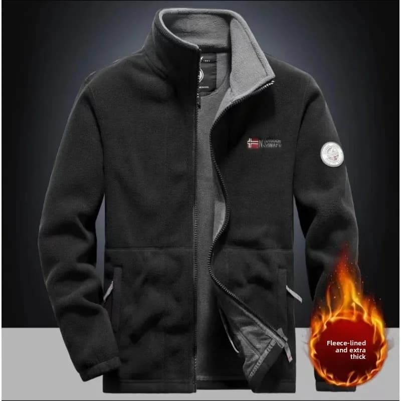 Veste pêche homme printemps automne - Coupe-vent cachemire chaud pour pêche en extérieur