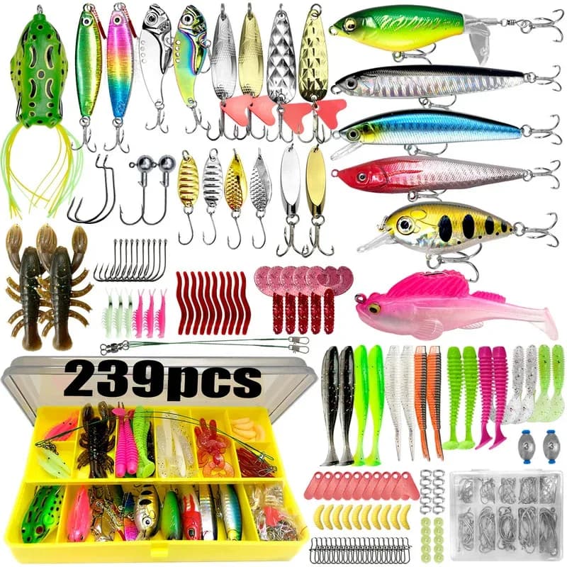 Kit leurres pêche 83 à 409 pièces pour truite brochet black bass - boîte à pêche organisée équipement pro