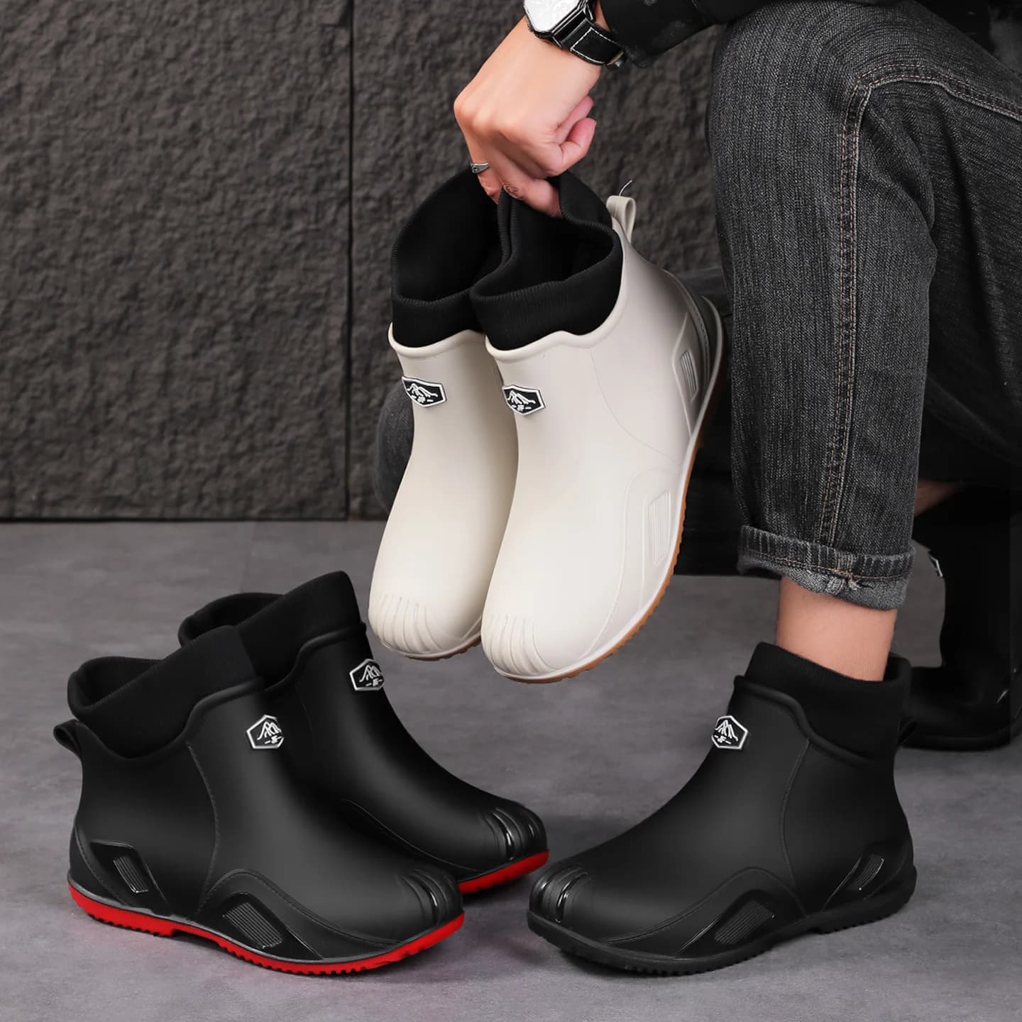 Bottes hiver homme coton pêche chaudes imperméables antidérapantes cuisine mode