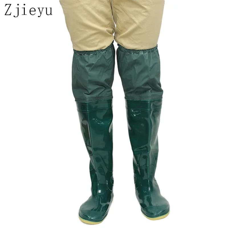 Bottes de pêche PVC vertes antidérapantes - Semelle souple pour pêche confortable et sécurisée