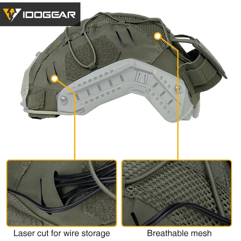 Housse légère pour casque rapide IDOGEAR avec poche batterie NVG pêche nocturne