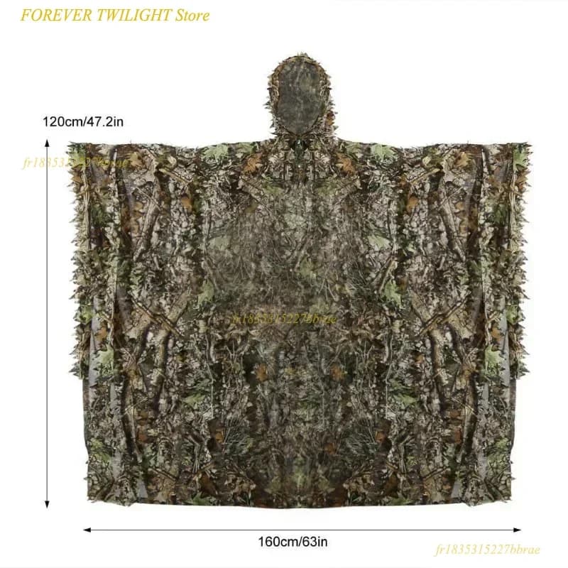 Poncho camouflage feuilles d'érable 3D 120x160cm - Vêtement pêche polyvalent couverture complète équipement