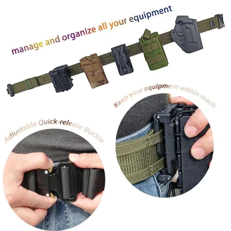 Ceinture taille tactique 2 en 1 nylon MOLLE réglable pour paintball airsoft et pêche sportive