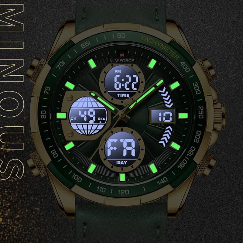 Montre militaire homme NAVIFORCE sport étanche quartz chronographe cuir montre bracelet homme