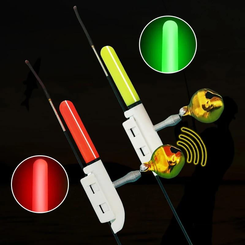 Alarme de touche électronique 5 pièces avec bâton lumineux LED et cloches pour pêche de nuit - CR425