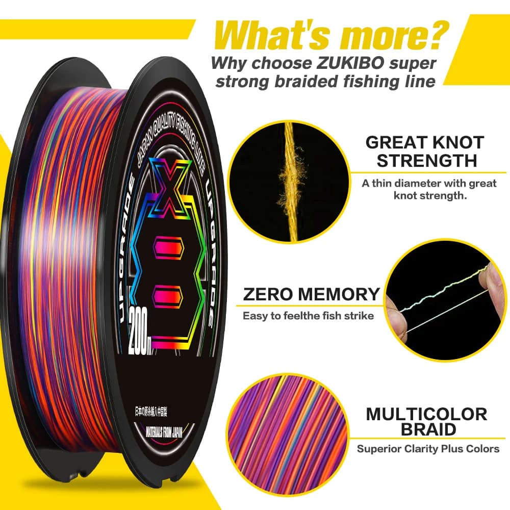 Ligne de pêche mer X-BRAID X8 8 brins japonais ultra résistante 500m 1000m multicolore PE multifilament