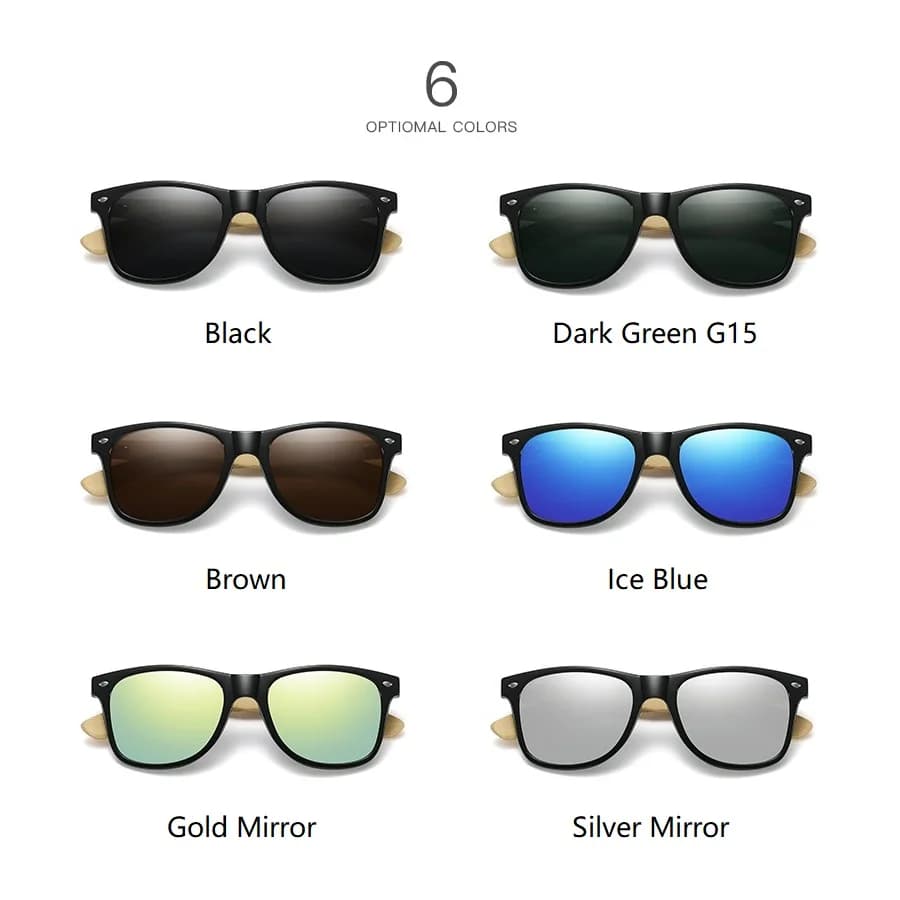 Lunettes de soleil bois bambou vintage carrées homme femme luxe pêche conduite écologiques