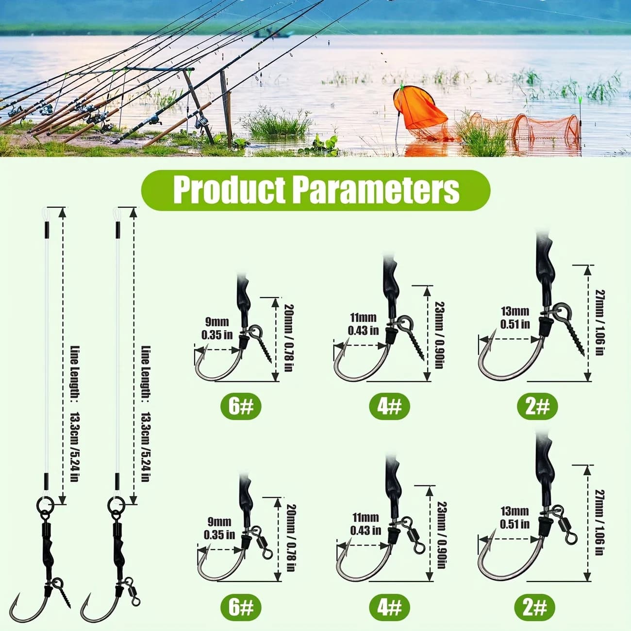 Bas de ligne fluorocarbone 100% avec émerillon roulant pour montage combi rig et méthode feeder carpe