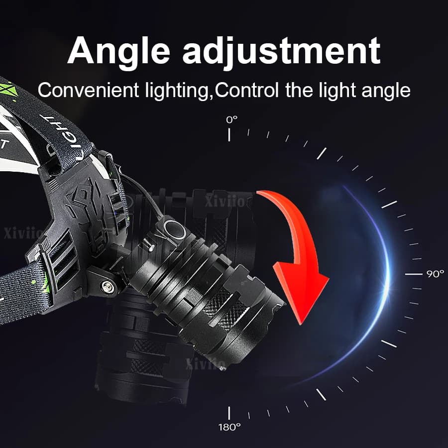 Lampe frontale 450000000LM ultra puissante portée 3000m rechargeable pour pêche et chasse nocturne
