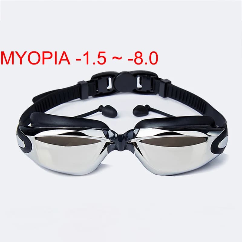 Lunettes de natation myopie adultes professionnelles étanches anti-buée UV avec bouchons