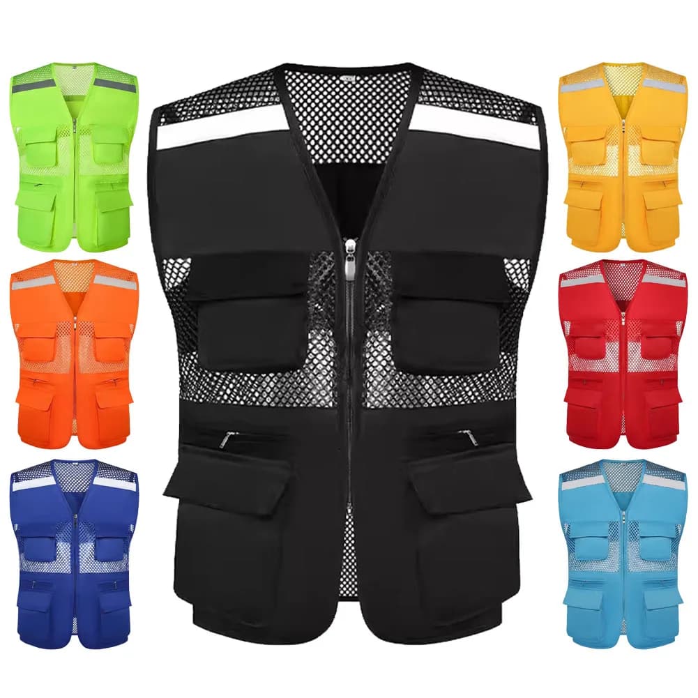 Veste de pêche grande taille sans manches multi-poches pour camping et sports outdoor été