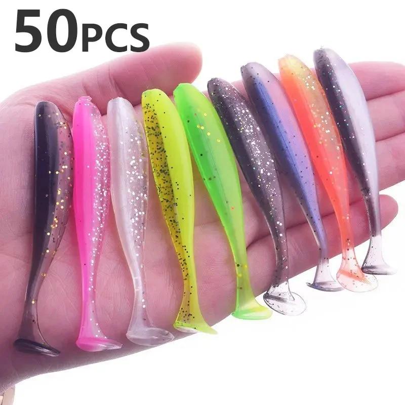 Leurre souple silicone 50 pièces pour brochet et perche, leurre vibrant avec tête plombée pour pêche hivernale