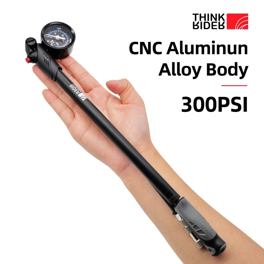 Pompe haute pression ThinkRider 300PSI portable avec manomètre pour suspensions VTT et équipement pêche
