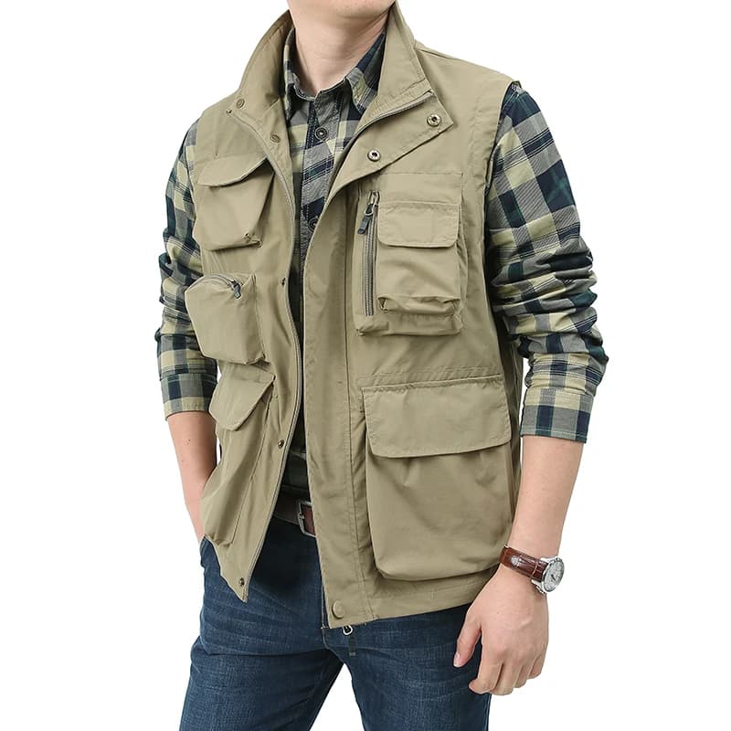 Gilet pêche randonnée sans manches 5XL multi-poches pour hommes voyage photographe