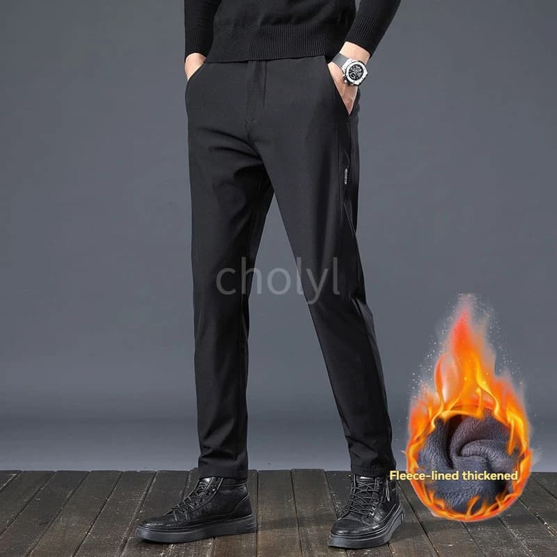 Pantalon velours décontracté hiver homme - Élastique stretch - Pêche business classique épais chaud