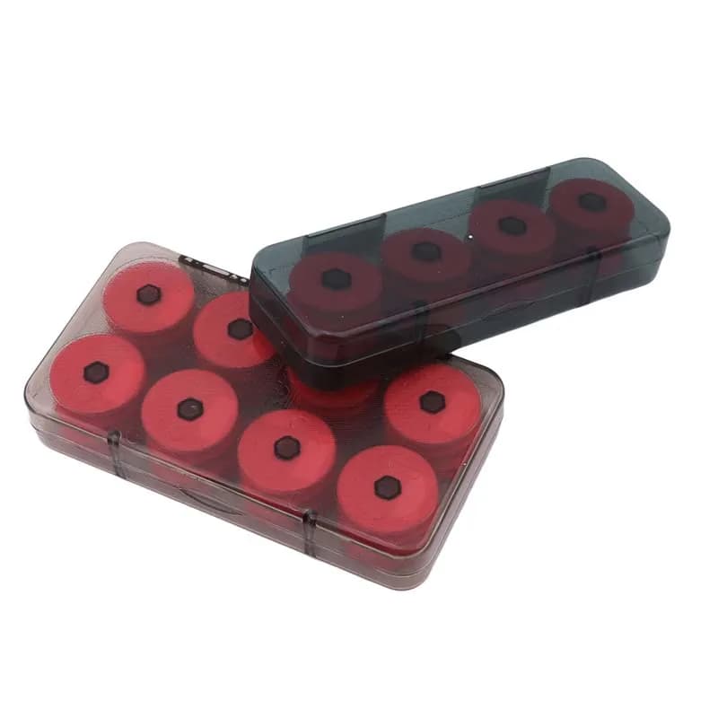 Boîte de rangement pour pêche avec bobines et dévidoirs pour lignes principales rouges et accessoires