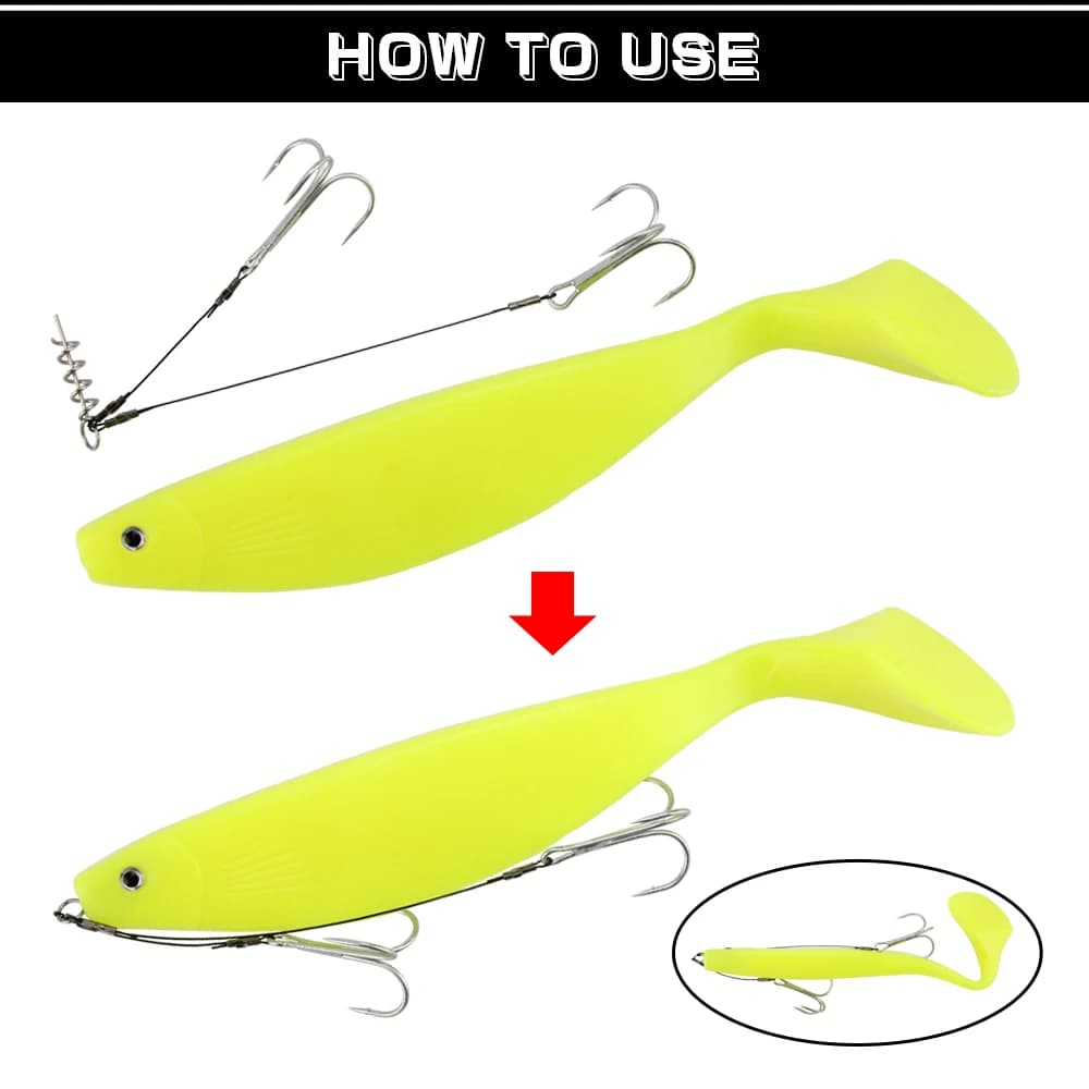Hameçon triple corkscrew stinger rig pour pêche au leurre souple, acier haute carbone, brochet et perche